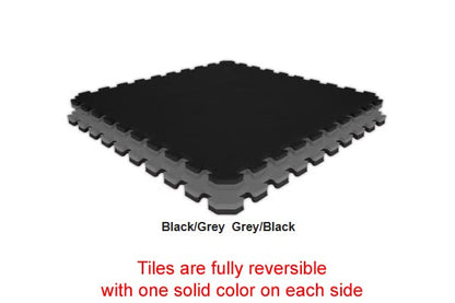 American Floor Mats - Interlocking Puzzle Exercise Gym Mats: Premium Foam Tiles, Wood Foam Tiles, Extreme Foam Tiles - color: Ultimate Black/Grey, size: 3/4" Thick - 50-Pack (200 Sq Ft)