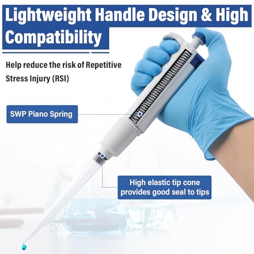 5 mL Micropipette, 1-5 mL Lab Single Channel Micro Pipettes | Adjustable Variable Volume Manual Liquid Pipettor for Liquid, Scientific, School - size: 1000-5000μl
