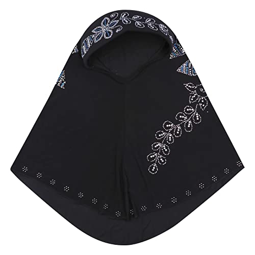 RARITYUS Women Bling Rhinestone Pearl Instant Scarf Muslim Hijab Fashion Shawl Head Wrap Turban Cap with Flower Accent - color: Z Color 4