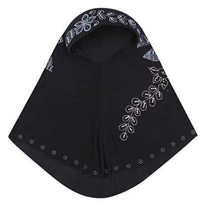 RARITYUS Women Bling Rhinestone Pearl Instant Scarf Muslim Hijab Fashion Shawl Head Wrap Turban Cap with Flower Accent - color: Z Color 4