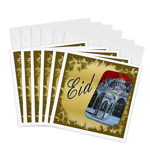 3dRose Eid- feast of the sacrifice, greater eid, muslim holiday, islamic, bayram, eker bayram 6 Greeting Cards with envelopes