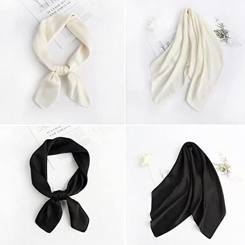 Glamorstar Satin Neck Scarf 6 Packs Square Handkerchief for Women - color: 6 Packs - Black,red,white,purple,green,wine Red