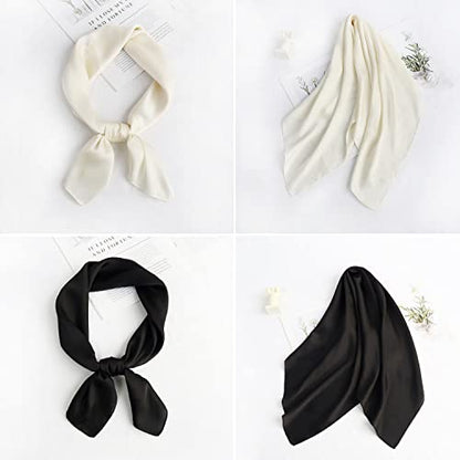 Glamorstar Satin Neck Scarf 6 Packs Square Handkerchief for Women - color: 6 Packs - Black,red,white,purple,green,wine Red