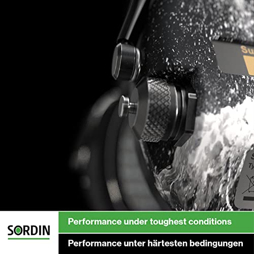 Sordin Pro-X Ear Muffs - Active and Electronic Ear Defenders w/Leather Headband - Gel Pads - Earmuffs for Hunting & Shooting - color: Olive