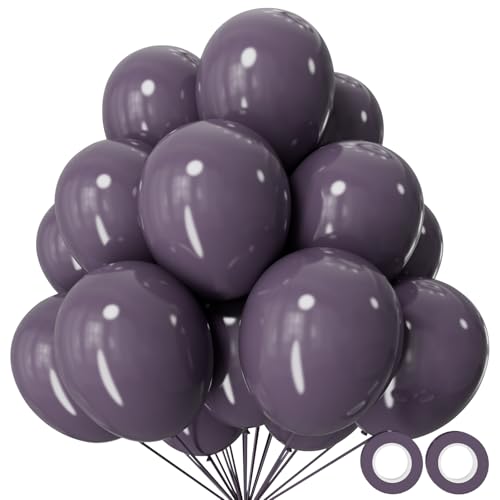 110pcs Dusty Purple Balloon 12 Inch, Dusty Purple Latex Balloons for Birthday Party Baby Shower Wedding(with 2 Ribbons). - color: A02-dusty Purple, size: 12inch(normal)