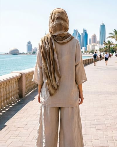 Women’s Gradient Tie Dye Hijab Scarf Soft Cotton Linen Headscarf Shawl Crinkle Printed Muslim Head Wrap - color: Color 1