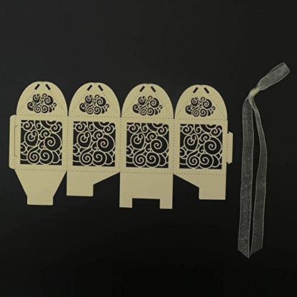 KPOSIYA 70 Pack Wedding Favor Boxes Laser Cut Boxes Party Favor Box Small Gift Boxes Lace Candy Boxes for Wedding Bridal Shower Baby Shower Birthday Party Anniverary with Ribbons (Beige, 70) - color: Beige 70