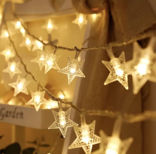Star String Lights, Warm White, 111 Inch, for Bedroom, Wedding, Christmas, Halloween, Party and Home Decor