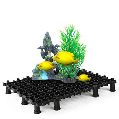 Hemobllo Aquarium Bottom Plate Fish Tank Bottom Tray Grid PVC Fish Tank Board Divides Tray Divider Bottom for Mixed Breeding 5pcs (Black Tank Stand Fish Tank Divider - size: Size 1