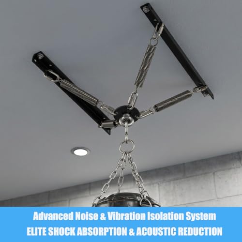200LBS-MB Heavy Bag Hanger Noise Vibration Dampening Ceiling Mount | Premium 4mm Steel Bracket with Built In Vibration Dampening Spring, Engineered to Support 12 to 16 Inch Joist Structures