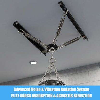 200LBS-MB Heavy Bag Hanger Noise Vibration Dampening Ceiling Mount | Premium 4mm Steel Bracket with Built In Vibration Dampening Spring, Engineered to Support 12 to 16 Inch Joist Structures