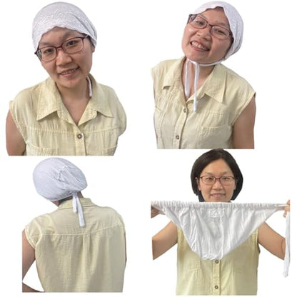 3Pack Islamic Muslim Under Hijab Cap Inner UnderScarf for women Lace Under Scarf Hat Hijab Cap with Tie - color: White Black Light Grey