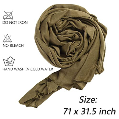 4 Pieces Stretch Head Wrap Jersey Turban Fashion Headband Solid Color Long Hair Scarf African headwraps Bohemian Soft Breathable Turbans for Women (Black, Coffee, Army Green, Camel) - color: Black, Coffee, Army Green, Camel