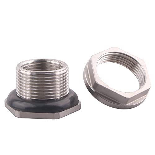 DERNORD 1” Female Bulkhead Water Tank Connector Stainless Steel Bulkhead Fittings - size: 1 Inch, style: Pack of 1