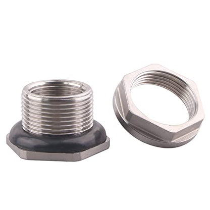 DERNORD 1” Female Bulkhead Water Tank Connector Stainless Steel Bulkhead Fittings - size: 1 Inch, style: Pack of 1