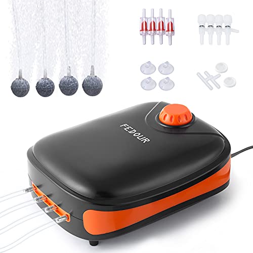 4W/5W/8W Aquarium Corded Electric Air Pump, 96GPH/160GPH/256GPH Dual Outlet & 4-Outlet Oxygen Pump, Ultra Quiet Aquarium Bubbler for Fish and Turtle Tanks up to 300 Gallons - style: 4 Outlets-8W