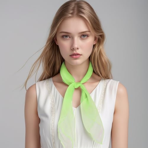 Fengek 9 Pcs Chiffon Scarf, 27.6 Inch Square Solid Color Bandana Handkerchief Ribbon Scarves for Women Girls - color: Multicolor 5