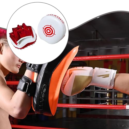 Curved Focus Punching Mitts Hand Professional 16x17x4.5cm Punch Pads PU Leather - color: Red