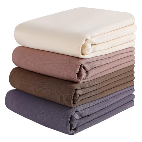 Febfim 4PCS Premium Muslim Women Plain Chiffon Crinkle Hijab Wrap Shawl - color: Mixcolor Ze