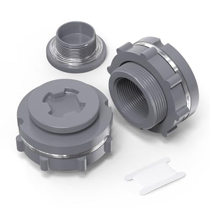 GASHER 2PCS PVC 1-1/4" Bulkhead Tank Connector Adapter Fitting with Plugs & Gasket for Water Tank, Rain barrels, Aquariums, Bathtubs and Sink - size: 1.25 Inch