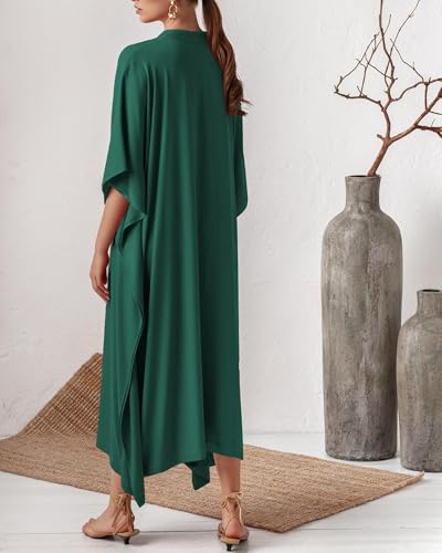Bsubseach Women Kaftan Dresses Caftan Maxi Dress Swimsuit Cover Up Moomoo - color: B-peacock Green