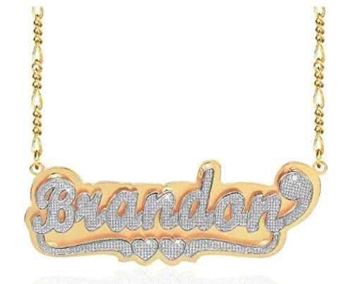 Custom Name Necklace Double Plated Name Necklace Personalized Name Plate Necklaces Name Necklaces for Women 18k Gold Plated Nameplate Pendant - color: Style 1545