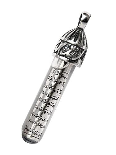 St. Silver Allah Top Tube-core Zamzam Water Ayatul-kursi Vial Islamic Pendant for Necklace