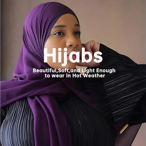 Harewom Chiffon Hijab for Women Sheer Shawl and Wraps for Wedding Bridal Scarves Summer Lightweight Sun-proof Scarf - color: Purple Chiffon Hijab Shawls Scarves