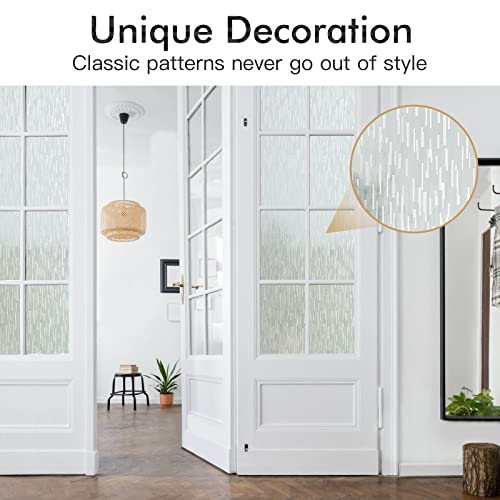 Haton Window Privacy Film, Frosted Stripe Non-Adhesive, 23.6" x 78.7" | Static Cling Removable Frosted Glass Film, Blocks UV & Heat, Anti-glare Privacy Covering for Bathroom & Home Windows - color: Frosted Stripe, size: 23.6" x 78.7"
