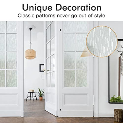 Haton Window Privacy Film, Frosted Stripe Non-Adhesive, 23.6" x 78.7" | Static Cling Removable Frosted Glass Film, Blocks UV & Heat, Anti-glare Privacy Covering for Bathroom & Home Windows - color: Frosted Stripe, size: 23.6" x 78.7"