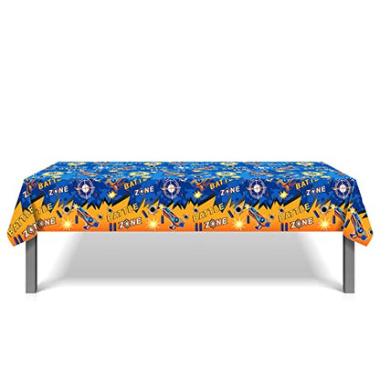 1Pc Dart War Party Plastic Tablecloth 54 x 87 Inch Long Table Cover, Battle Zone Party Tablecover for Dart War Theme Kids Baby Shower Birthday Dinner Picnic Kitchen Event - color: Dart War