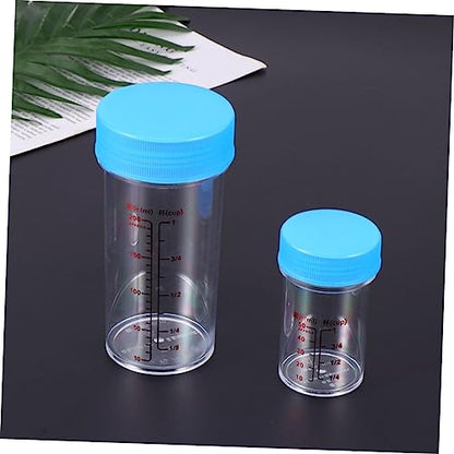 NUOBESTY Plastic Measuring Cups Set with Leak Proof Lids Clear Scale Beakers 5.51 Inch Reusable Laboratory and Kitchen Liquid Measuring Cups for Crafts and Medical Science - color: Blue