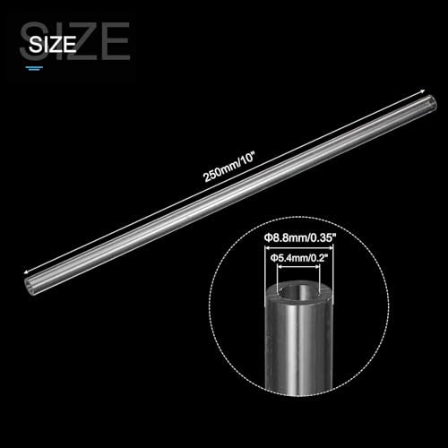 MECCANIXITY Clear Storage Tube 5.4x8.8mm Small Plastic Round Tubing with Caps Rigid Bottle Container 250mm/10 Inch for Item Stored - size: 5.4x8.8x250mm