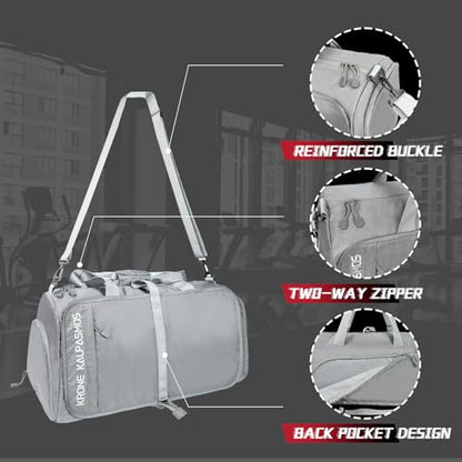 Gym Bag with Shoe Compartment – Packable Duffle Bag, Small Gym Bag for Women and Men, Foldable Waterproof Sports Duffel for Travel, Workout, and Sneakers, Grey - size: Grey