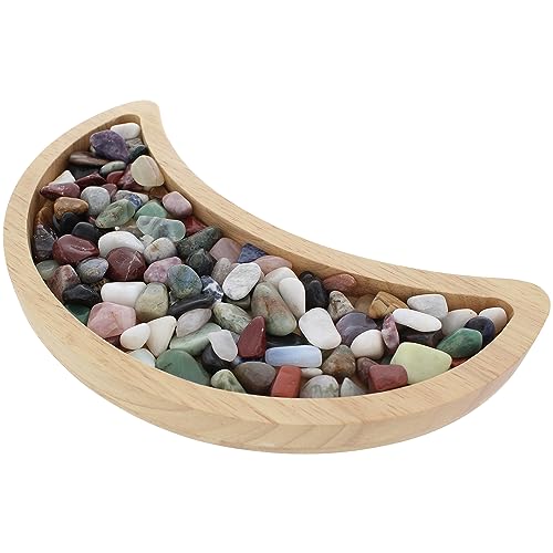 대형 달 모양 트레이 - 27.9cm(11인치) 크리스탈 홀더, 주얼리 플레이트, 에센셜 오일 접시, 크리스탈 디스플레이 스톤 트레이 - 문 볼 - 브라운 - color: 브라운.