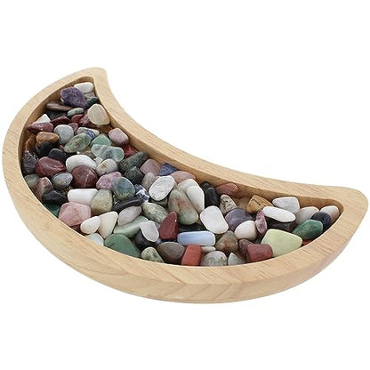 대형 달 모양 트레이 - 27.9cm(11인치) 크리스탈 홀더, 주얼리 플레이트, 에센셜 오일 접시, 크리스탈 디스플레이 스톤 트레이 - 문 볼 - 브라운 - color: 브라운.