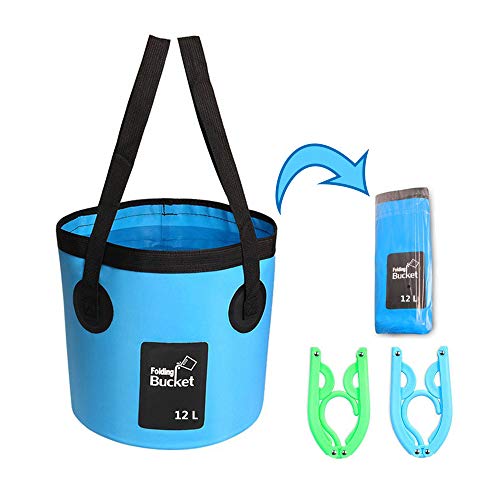 Collapsible Bucket, 3 Gallon Portable Folding Bucket Multifunctional Fishing Bucket for Travelling Camping Hiking Fishing Gardening