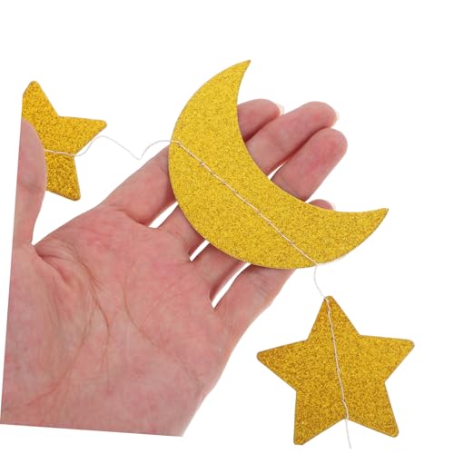 Moon Star Glitter Garland Banner for Shower Wedding Eid Mubarak and Birthday Party Decorations Hanging Streamer Charming Star and Moon Design