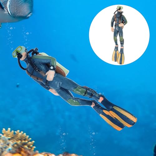 DOITOOL Diver Mini Model Aquarium Decoration Set 5.11X1.57X5.90In Fish Tank Ornament Lifelike Figurines for Fresh and Saltwater Aquatic Landscape