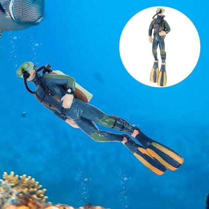 DOITOOL Diver Mini Model Aquarium Decoration Set 5.11X1.57X5.90In Fish Tank Ornament Lifelike Figurines for Fresh and Saltwater Aquatic Landscape