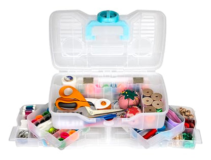 Clear Plastic Organizer - ArtBin - Small Parts Organizer - for DIY Arts & Crafts Storage Boxes & Organizers, Sewing Storage - Storage Box with Compartments, Project Box - Medium (4 Pivot Trays) 6943PB - style: Medium (4 Pivot Trays)