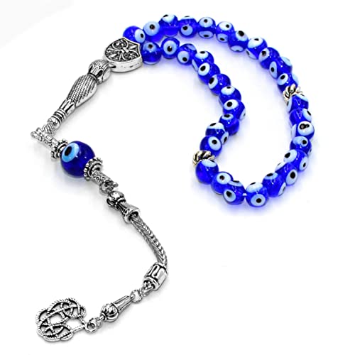Design -Handmade Evil Eye Beaded Collection Worry Beads - Prayer Beads (8 mm-33 Beads) Tesbih-Tasbih-Tasbeeh-Misbaha-Masbaha-Subha-Sebha-Sibha-Rosary (The Dream's Illusion) - color: The Dream's Illusion