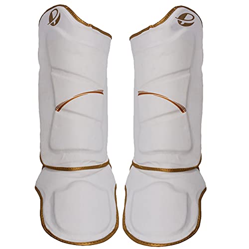 Ultimate - Elite Shin Instep White Gold - Boxing MMA Muay Thai Training Protection - size: Large-X-Large