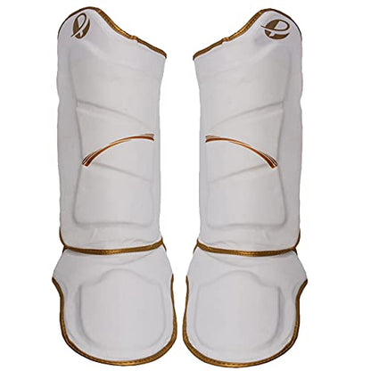 Ultimate - Elite Shin Instep White Gold - Boxing MMA Muay Thai Training Protection - size: Large-X-Large