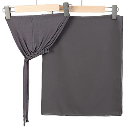 Yeieeo Instant Chiffon Hijab with Undercap (Tube or Bandage Cap), Breathable, no sweat buildup,Solid Chiffon Head Wraps - color: Dark Grey3