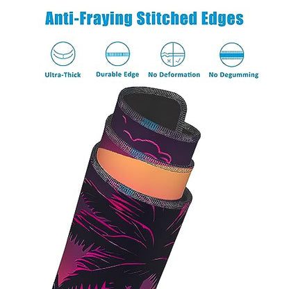 Mouse Pad,Retro Sunset Desk Mat for Desktop,Desk Pad with Non-Slip Base and Stitched Edge,Extended Mousepad for Office and Home 35.4X15.7 Inch - color: Retro Sunset