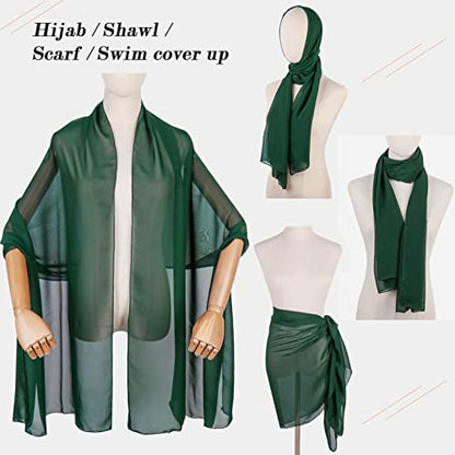 Ladiery Chiffon Shawl Wraps for Women Evening Dresses, Elegant Soft Sheer Shawls for formal dressy Bride Wedding - color: Dark Green(1)