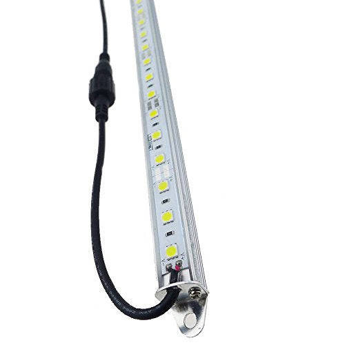 12"/30CM 6500K-7000K White 12V DC 5050 Aquarium LED Strip Lighting | 18LEDs Super Bright Cold White Waterproof IP67 Aluminum Lighting LED Linear Bar Lamp for Fish Tank (No Adapter and Dimmer) - color: White