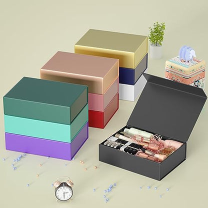 블랙 선물 상자 30.2 x 21.6 x 8.4cm(11.9 x 8.5 x 3.3인치) 자석 잠금 뚜껑 선물 상자, 신부 들러리 선물 상자, 귀여운 상자, 생일 선물 상자, 선물 포장용 럭셔리, 선물 포장용 자석 선물 상자 - color: 블랙.