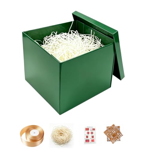 PACKGILO Green Gift Box with Lid 10x10x8 Inches Green Box 2 Pack - color: 10X10X8Inch-Green-Pack of 2